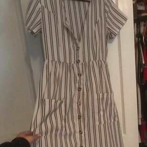 stripped mid dress